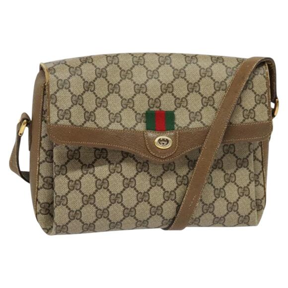 GUCCI GG Supreme Web Sherry Line Bag Pvc Beige Gold 904 02 084 - Picture 1 of 16